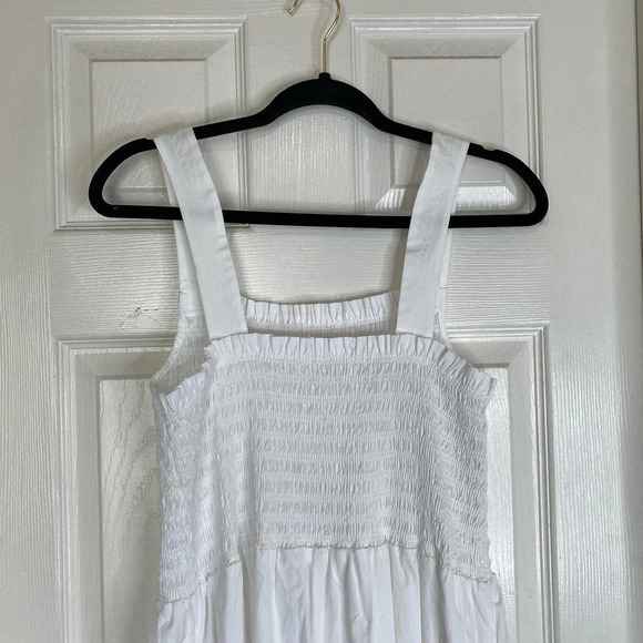 TROVATA Birds of Paradis Dolores Cotton Midi Dress Classic White Size Medium - Picture 11 of 11